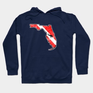 Vintage Dive Florida Scuba Diving State Map Dive Flag Distressed Hoodie